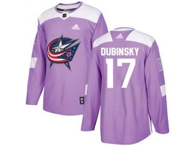 Youth Adidas Columbus Blue Jackets #17 Brandon Dubinsky Purple Authentic Fights Cancer Stitched NHL Jersey