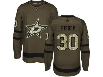 Youth Adidas Dallas Stars #30 Ben Bishop Green Salute to Service NHL Jersey