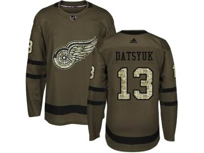 Youth Adidas Detroit Red Wings #13 Pavel Datsyuk Green Salute to Service Jersey