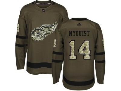 Youth Adidas Detroit Red Wings #14 Gustav Nyquist Green Salute to Service Jersey