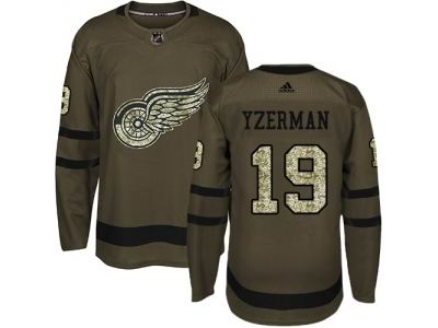 Youth Adidas Detroit Red Wings #19 Steve Yzerman Green Salute to Service Jersey