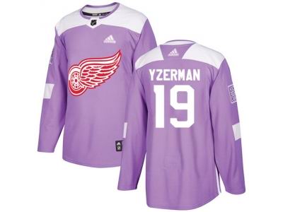 Youth Adidas Detroit Red Wings #19 Steve Yzerman Purple Authentic Fights Cancer Stitched NHL Jersey