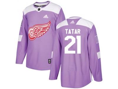 Youth Adidas Detroit Red Wings #21 Tomas Tatar Purple Authentic Fights Cancer Stitched NHL Jersey