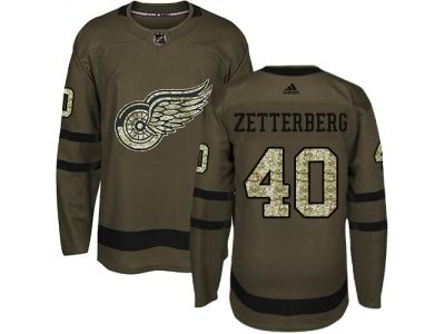 Youth Adidas Detroit Red Wings #40 Henrik Zetterberg Green Salute to Service Jersey