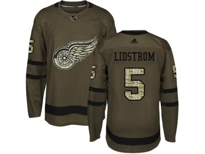 Youth Adidas Detroit Red Wings #5 Nicklas Lidstrom Green Salute to Service Jersey