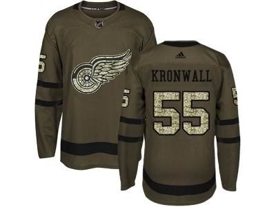 Youth Adidas Detroit Red Wings #55 Niklas Kronwall Green Salute to Service Jersey