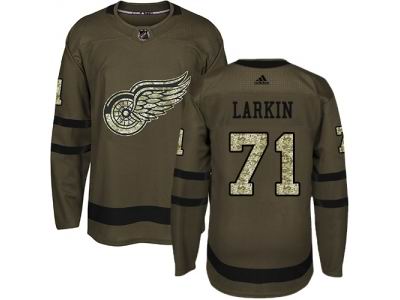 Youth Adidas Detroit Red Wings #71 Dylan Larkin Green Salute to Service Jersey