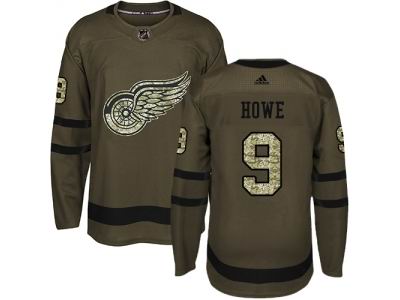 Youth Adidas Detroit Red Wings #9 Gordie Howe Green Salute to Service Jersey