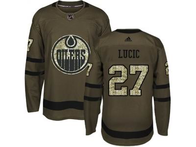 Youth Adidas Edmonton Oilers #27 Milan Lucic Green Salute to Service NHL Jersey