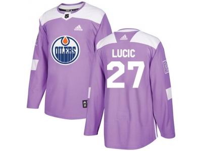 Youth Adidas Edmonton Oilers #27 Milan Lucic Purple Authentic Fights Cancer Stitched NHL Jersey
