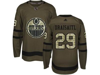 Youth Adidas Edmonton Oilers #29 Leon Draisaitl Green Salute to Service NHL Jersey