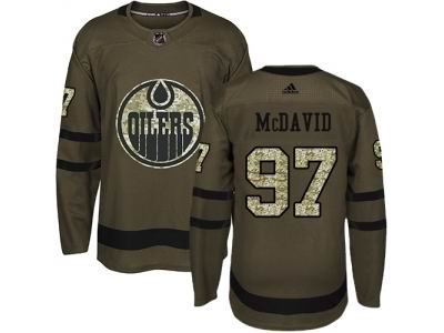 Youth Adidas Edmonton Oilers #97 Connor McDavid Green Salute to Service NHL Jersey