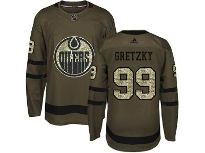 Youth Adidas Edmonton Oilers #99 Wayne Gretzky Green Salute to Service NHL Jersey