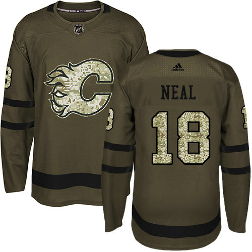 Youth Adidas Flames #18 James Neal Green Salute to Service Stitched Youth NHL Jersey