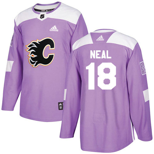 Youth Adidas Flames #18 James Neal Purple Authentic Fights Cancer Stitched Youth NHL Jersey