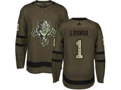 Youth Adidas Florida Panthers #1 Roberto Luongo Green Salute to Service NHL Jersey