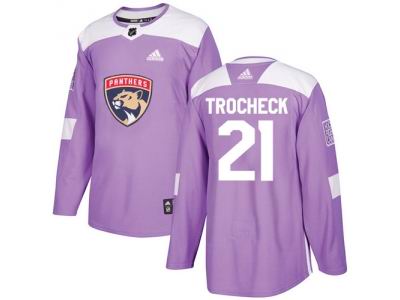 Youth Adidas Florida Panthers #21 Vincent Trocheck Purple Authentic Fights Cancer Stitched NHL Jersey