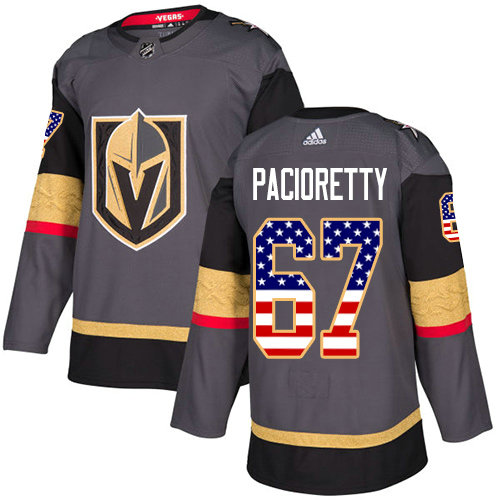Youth Adidas Golden Knights #67 Max Pacioretty Grey Home Authentic USA Flag Stitched Youth NHL Jersey