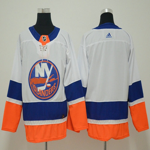 Youth Adidas Islanders Blank White Road Authentic Stitched NHL Jersey