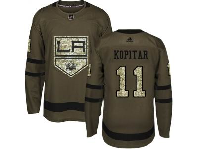 Youth Adidas Los Angeles Kings #11 Anze Kopitar Green Salute to Service Jersey