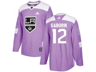 Youth Adidas Los Angeles Kings #12 Marian Gaborik Purple Authentic Fights Cancer Stitched NHL Jersey