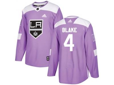 Youth Adidas Los Angeles Kings #4 Rob Blake Purple Authentic Fights Cancer Stitched NHL Jersey