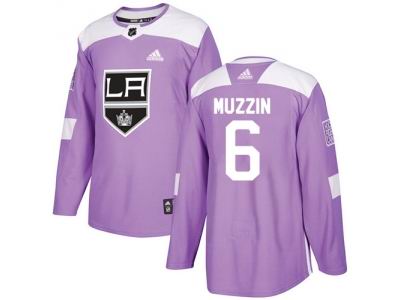Youth Adidas Los Angeles Kings #6 Jake Muzzin Purple Authentic Fights Cancer Stitched NHL Jersey