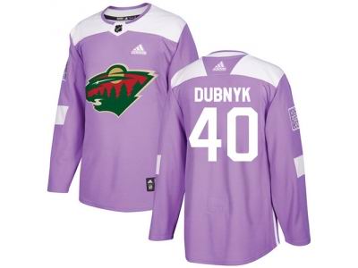 Youth Adidas Minnesota Wild #40 Devan Dubnyk Purple Authentic Fights Cancer Stitched NHL Jersey