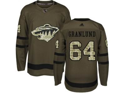 Youth Adidas Minnesota Wild #64 Mikael Granlund Green Salute to Service  Jersey