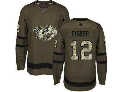 Youth Adidas Nashville Predators #12 Mike Fisher Green Salute to Service NHL Jersey