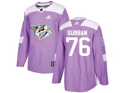 Youth Adidas Nashville Predators #76 P.K Subban Purple Authentic Fights Cancer Stitched NHL Jersey