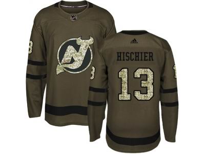 Youth Adidas New Jersey Devils #13 Nico Hischier Green Salute to Service NHL Jersey