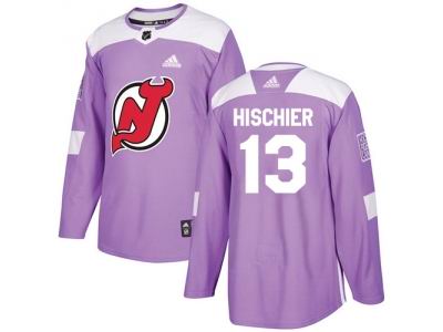 Youth Adidas New Jersey Devils #13 Nico Hischier Purple Authentic Fights Cancer Stitched NHL Jersey