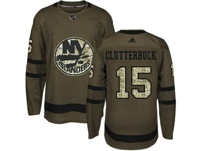 Youth Adidas New York Islanders #15 Cal Clutterbuck Green Salute to Service NHL Jersey