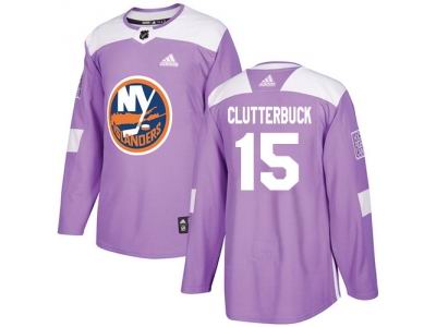Youth Adidas New York Islanders #15 Cal Clutterbuck Purple Authentic Fights Cancer Stitched NHL Jersey