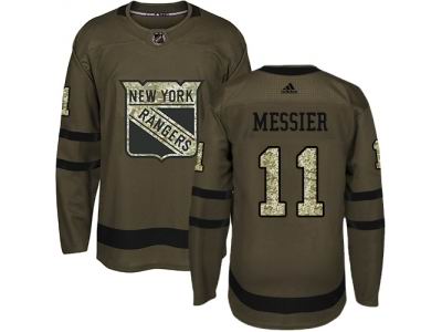 Youth Adidas New York Rangers #11 Mark Messier Green Salute to Service Jersey