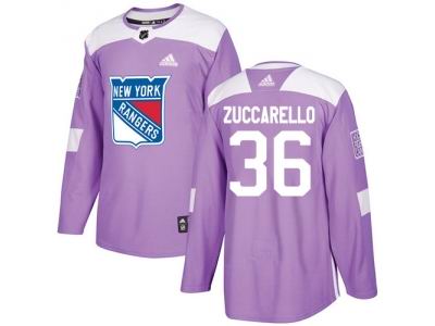 Youth Adidas New York Rangers #36 Mats Zuccarello Purple Authentic Fights Cancer Stitched NHL Jersey