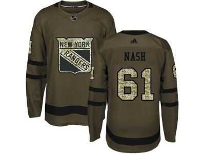 Youth Adidas New York Rangers #61 Rick Nash Green Salute to Service Jersey