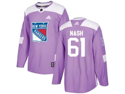 Youth Adidas New York Rangers #61 Rick Nash Purple Authentic Fights Cancer Stitched NHL Jersey