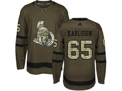 Youth Adidas Ottawa Senators #65 Erik Karlsson Green Salute to Service NHL Jersey