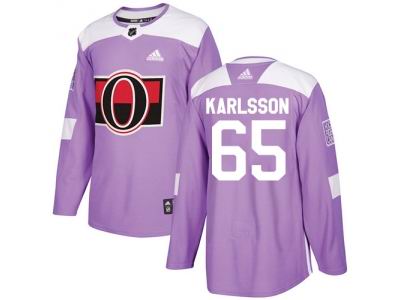 Youth Adidas Ottawa Senators #65 Erik Karlsson Purple Authentic Fights Cancer Stitched NHL Jersey