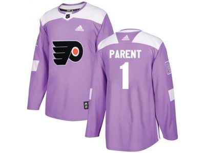 Youth Adidas Philadelphia Flyers #1 Bernie Parent Purple Authentic Fights Cancer Stitched NHL Jersey