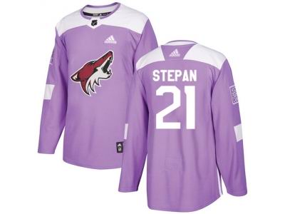 Youth Adidas Phoenix Coyotes #21 Derek Stepan Purple Authentic Fights Cancer Stitched NHL Jersey