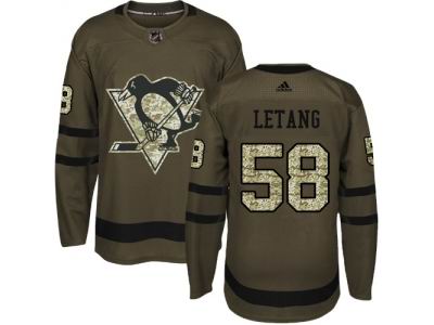 Youth Adidas Pittsburgh Penguins #58 Kris Letang Green Salute to Service NHL Jersey
