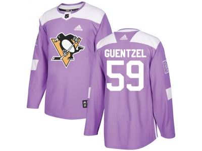 Youth Adidas Pittsburgh Penguins #59 Jake Guentzel Purple Authentic Fights Cancer Stitched NHL Jersey