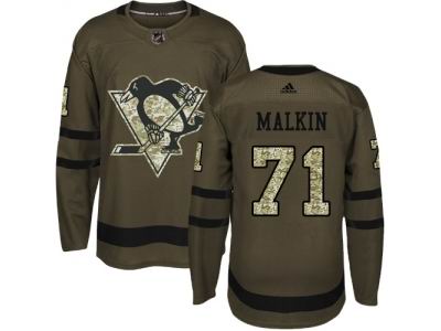 Youth Adidas Pittsburgh Penguins #71 Evgeni Malkin Green Salute to Service NHL Jersey