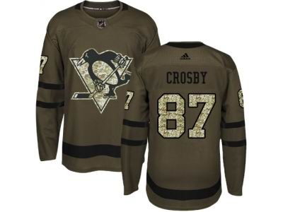 Youth Adidas Pittsburgh Penguins #87 Sidney Crosby Green Salute to Service NHL Jersey