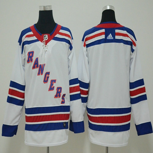 Youth Adidas Rangers Blank White Road Authentic Stitched NHL Jersey