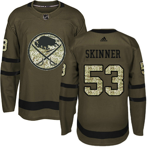 Youth Adidas Sabres #53 Jeff Skinner Green Salute to Service Stitched NHL Jersey