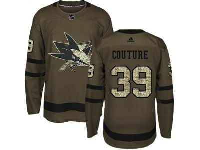 Youth Adidas San Jose Sharks #39 Logan Couture Green Salute to Service NHL Jersey